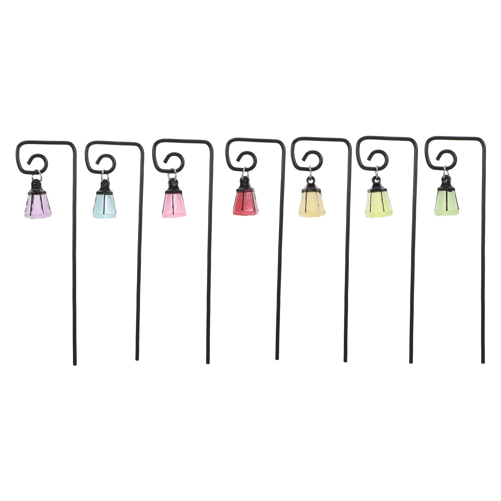 7Pcs Glow in The Dark Miniature Lantern Stakes Fairy Garden Accessories Succulent Pot Lantern Terrarium Fairy Lights
