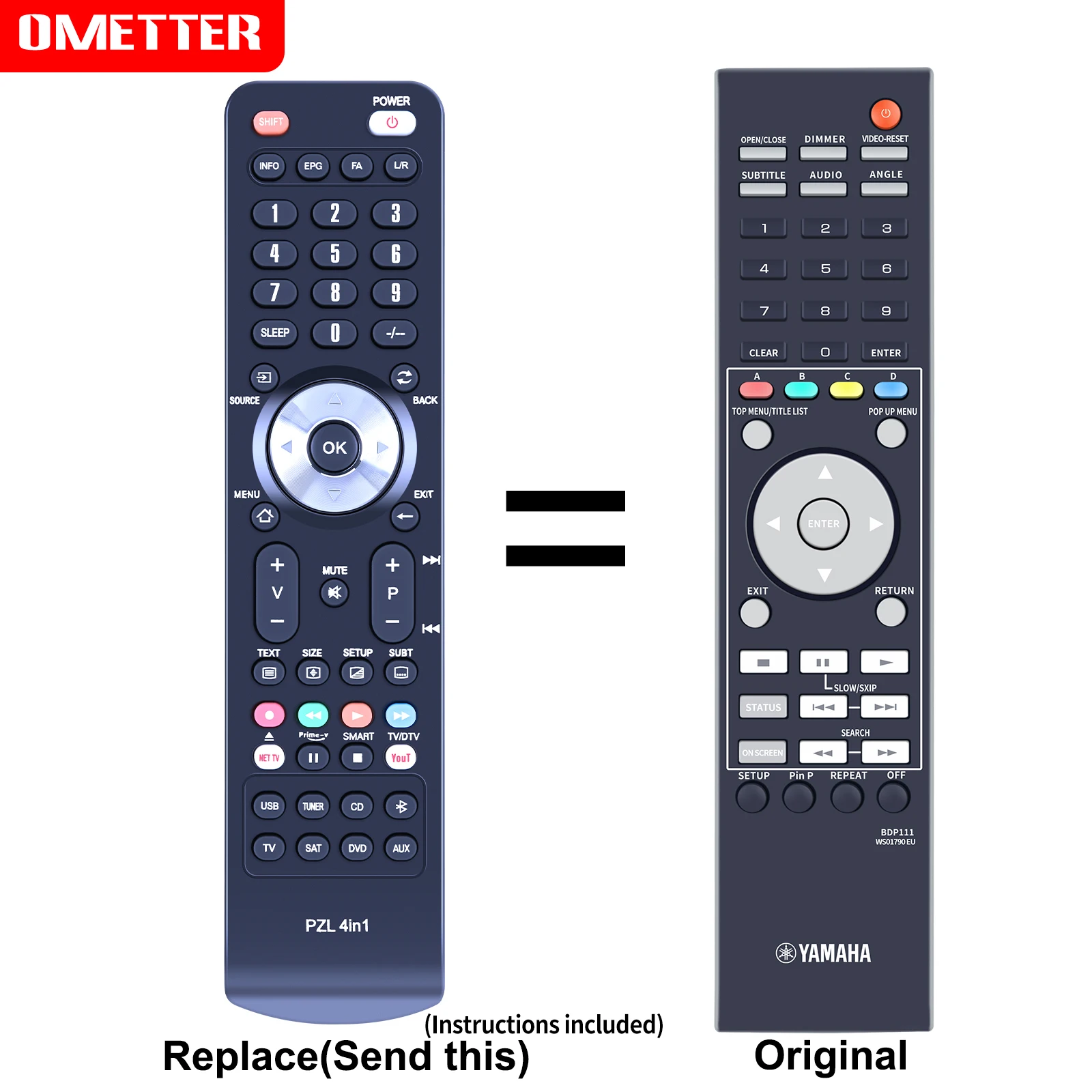 

New BDP111 WS01790 Replacement Remote Control For Yamaha BD-S1065 Blu-ray Player