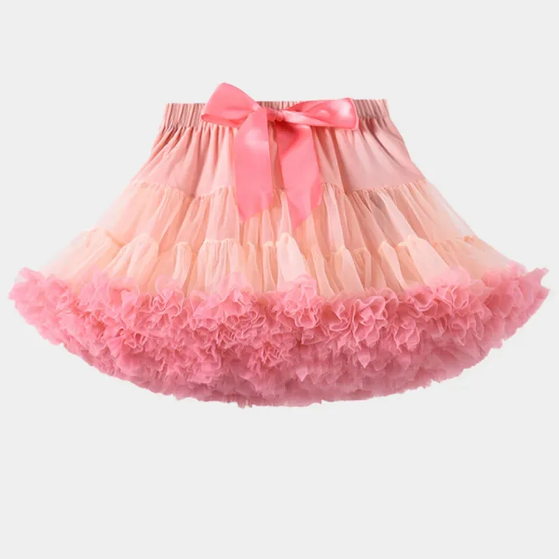 HOT Girls Tutu Skirts Solid Fluffy Tulle Princess Ball Gown Pettiskirt Kids Ballet Party Performance Dress for Children