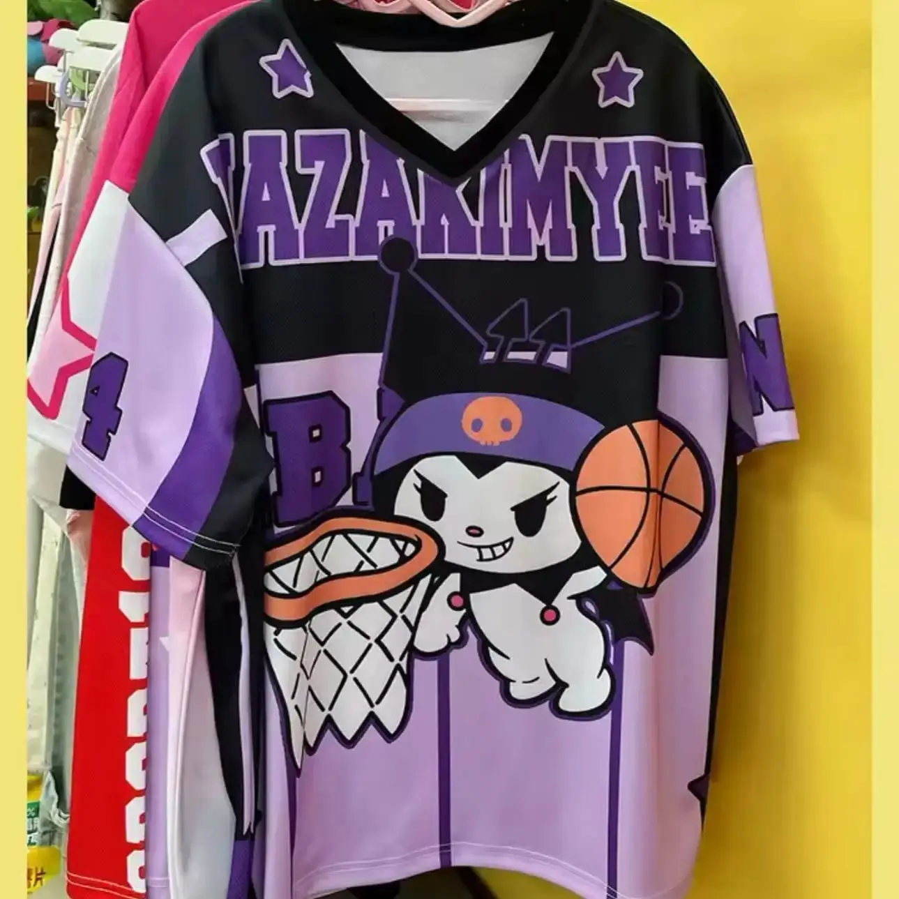 Summer Sanrio Hellokitty Cartoon Printed Short Sleeved T-Shirt V-Neck Loose And Fashionable Street Wear Casual Sportswear Top