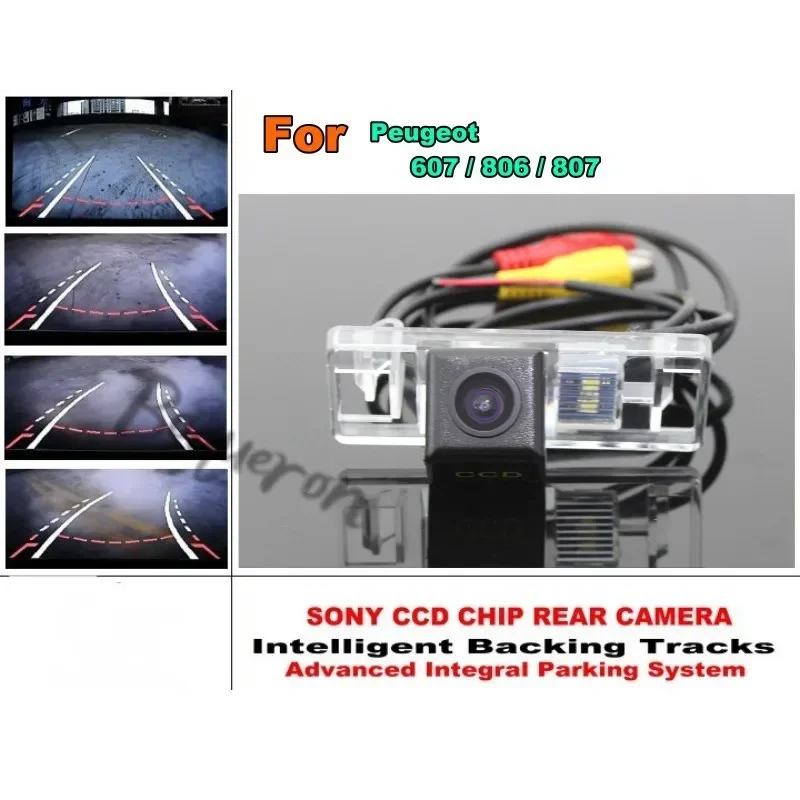 Smart Tracks Chip Camera / HD CCD Intelligent Dynamic Parking Car Rear View Camera For Peugeot 607 / 806 / 807