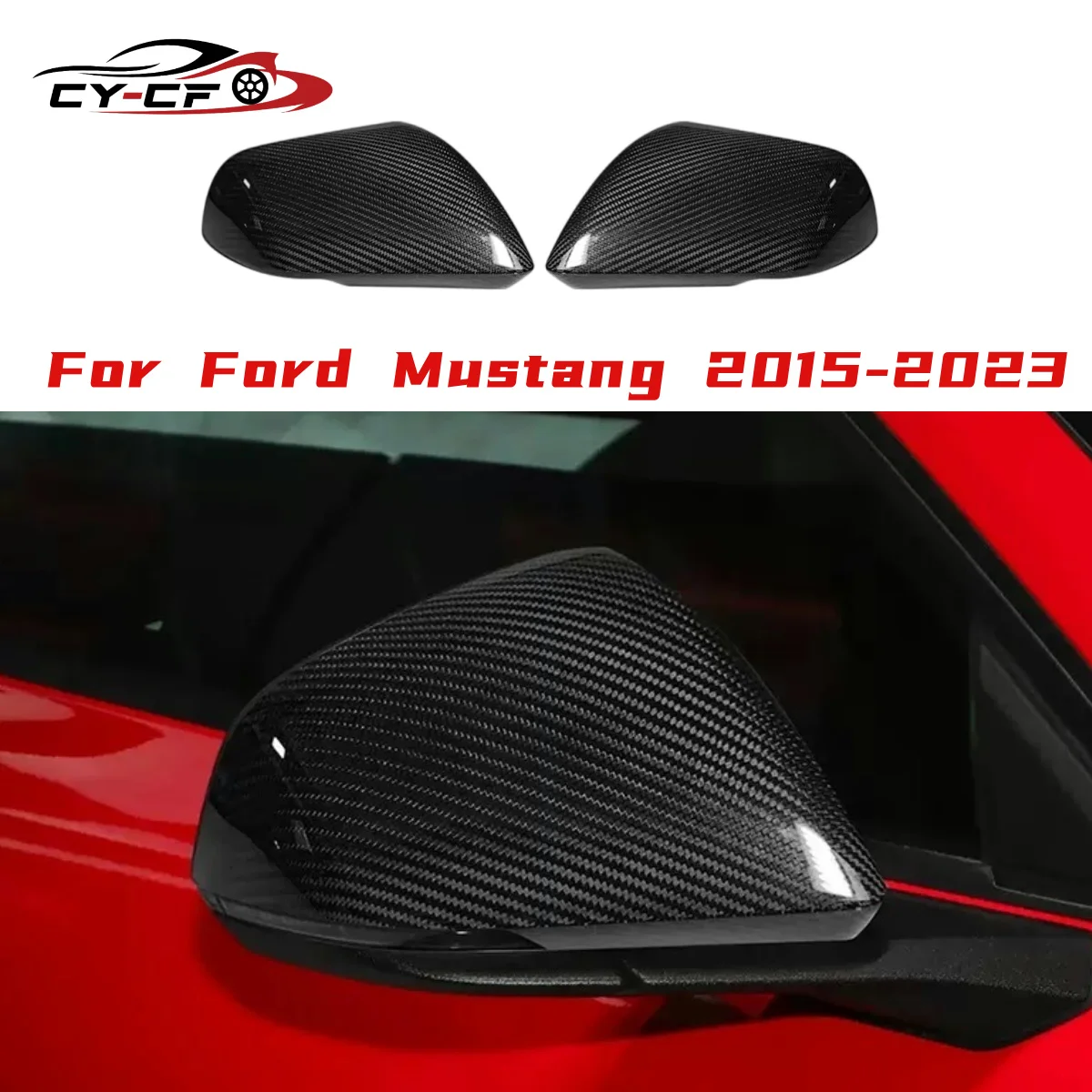 Carbon Fiber Rear View Mirror Cover Body Side Caps For Ford Mustang 2015-2022 European Version Left Hand Drive Add On Type Real