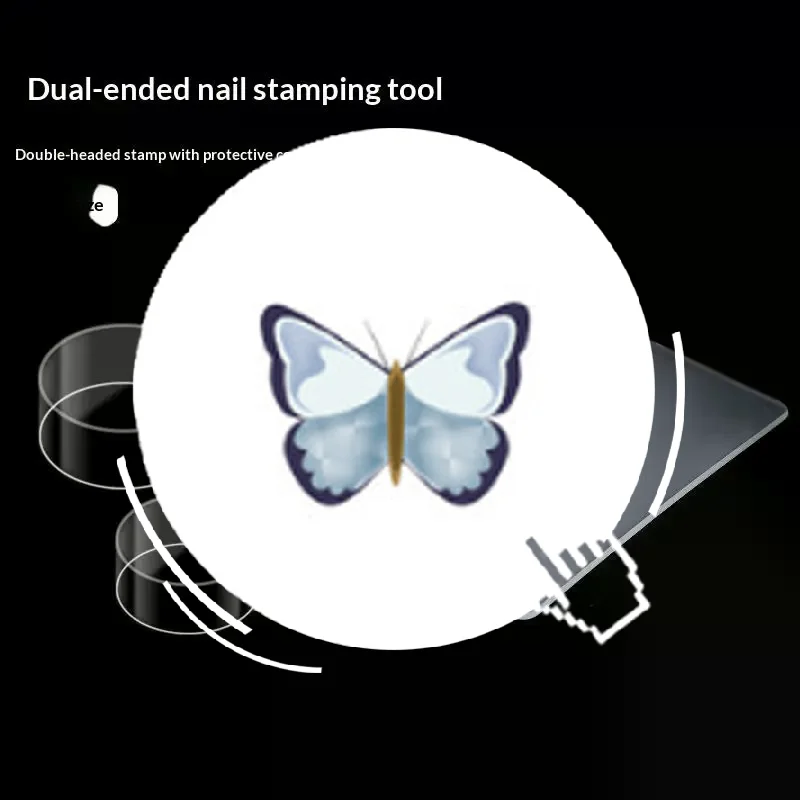 Transparent Nail Stamper with Scraper 2 Non-Slip Jelly Silicone Heads Easy Clean for DIY French Nail Art
