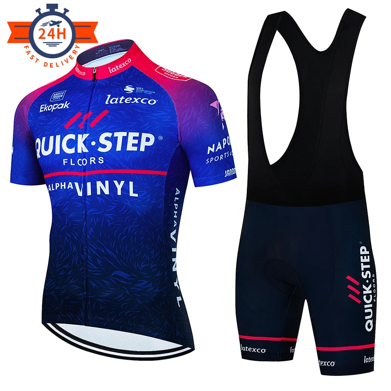 QUICK STEP Team Cycling jersey Sets Men's Cycling Clothing Summer Short Sleeve MTB Bike Suit Pro Bicycle Clothes Ropa Ciclismo