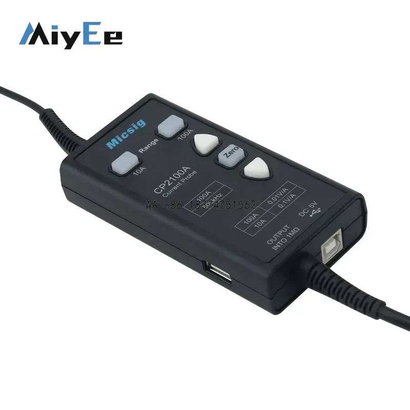 Wmwmnu for Micsig CP2100A 800KHz 10A 100A AC DC Current Probe USB Powered for Oscilloscopes with BNC Interface