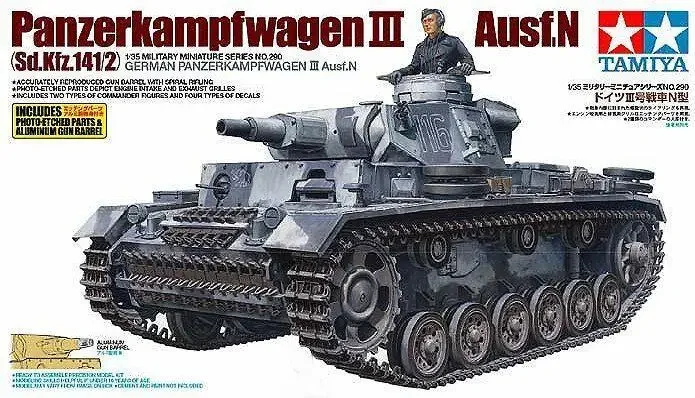 Tamiya 35290 1/35 Kit de modelo de tanque alemán Panzerkampfwagen Pz.kpfw.III Ausf.N modelo de construcción