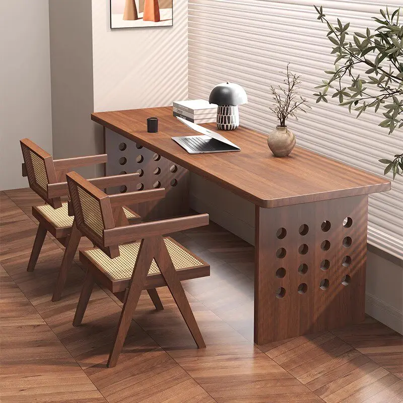 YFY All solid wood desk, living room, study, computer table, student study table, hole foot household window table