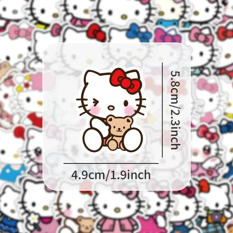 50 pezzi Sanrio ‌ ‌   Hello Kitty Cartoon Simpatici adesivi impermeabili Diario del computer Tazza d'acqua decorata Regali di festa per bambini e ragazze.