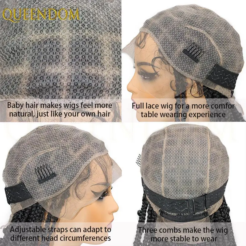 38 بوصة الاصطناعية كامل الدانتيل شعر مستعار مضفر فراشة تجديل شعر مستعار للنساء السود جديلة الباروكات للبيع آلهة صندوق الضفائر شعر مستعار دانتيل