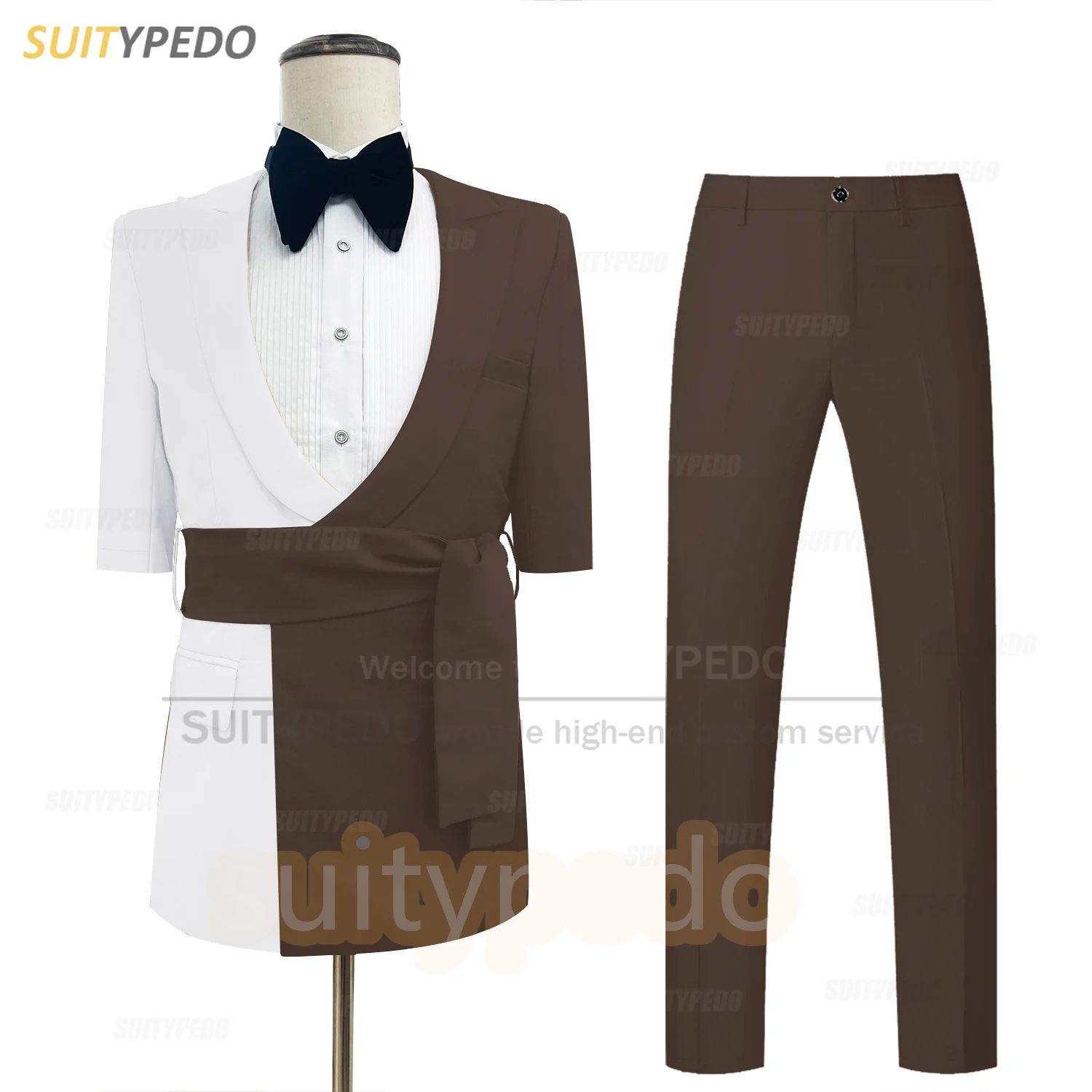 Fashion White Red Splicing Suit Set For Men Formal Party Slim Fit Blazer Pants 2 Pieces Summer Wedding Groomsman Elegant Outfits