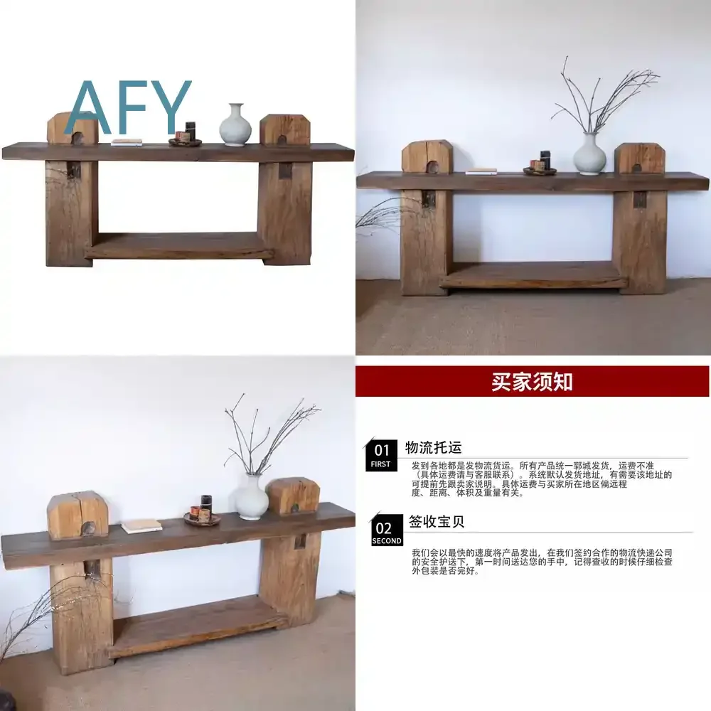 Sandy Wind Solid Wood Entrance Sofa Back Decoration Side for Living Room Breakfast Area Weathered Rustic Home Decor Furniture