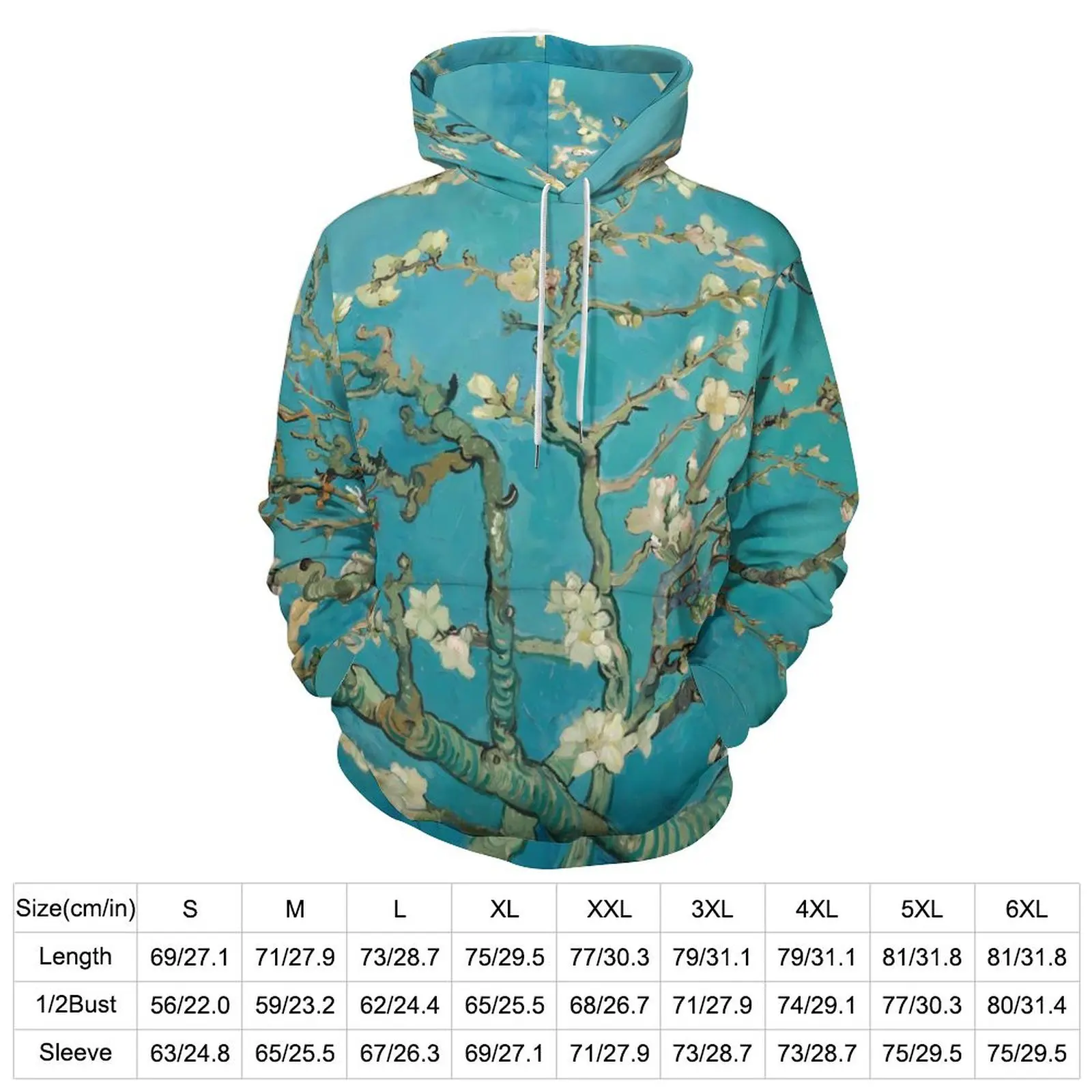 Vincent Van Gogh Casual Hoodies Almond Blossom Pullover Hoodie Female Long-Sleeve Harajuku Graphic Loose Oversized Clothing