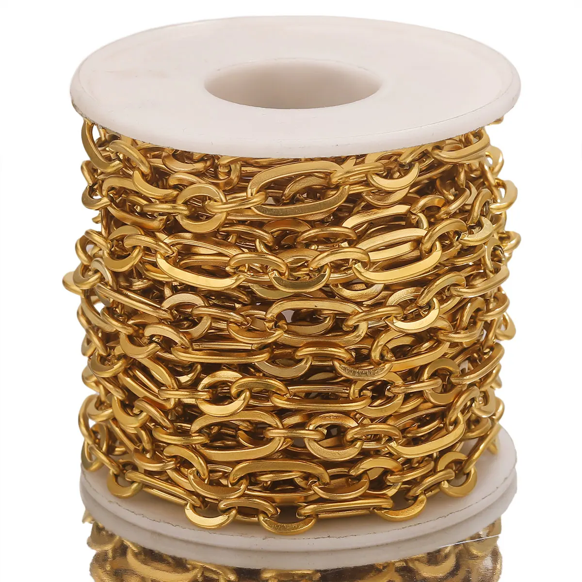 1m Stainless Steel Oval Cross Chain Gold Scroll Fashion Charm DIY Necklace Bracelet Manufacturing Supplies Wholesale Direct Sale