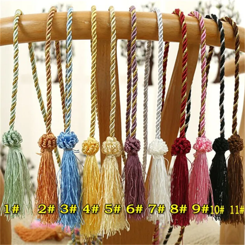 

2 Pcs Vintage Pair Window Curtains Accessories Hand Knitting Tieback Polyester Fabric Strap