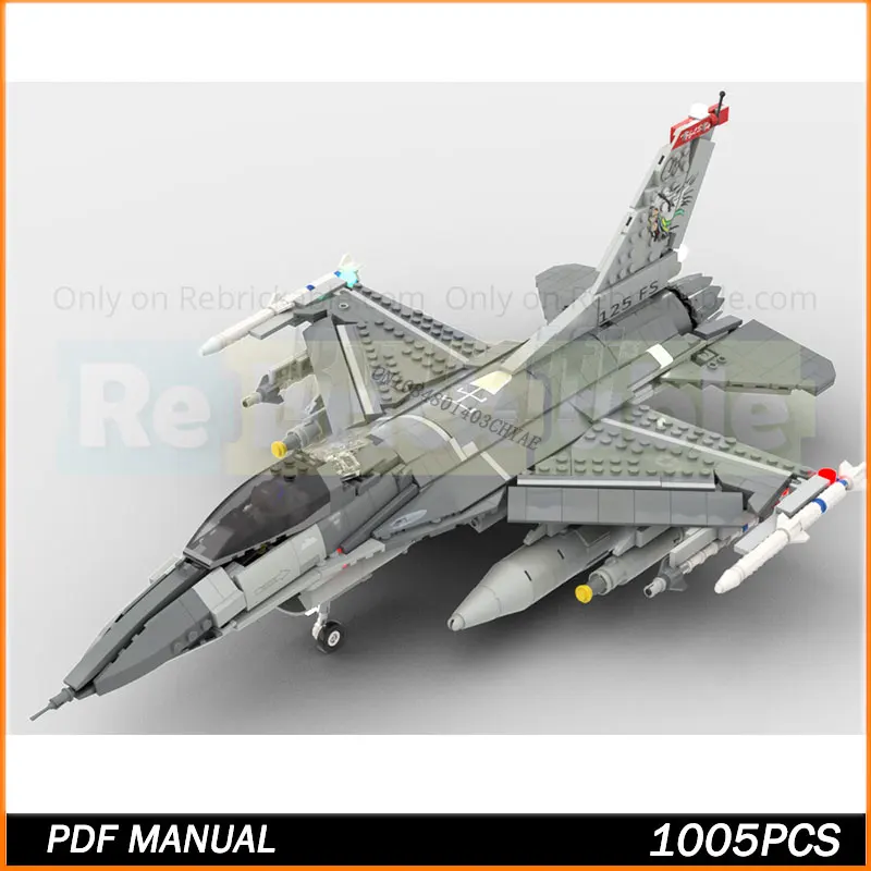 MOC serie militar F-16C Fihting bloques de construcción modelo de ensamblaje Compatible ladrillos juguetes aviones regalos de navidad 1005 Uds