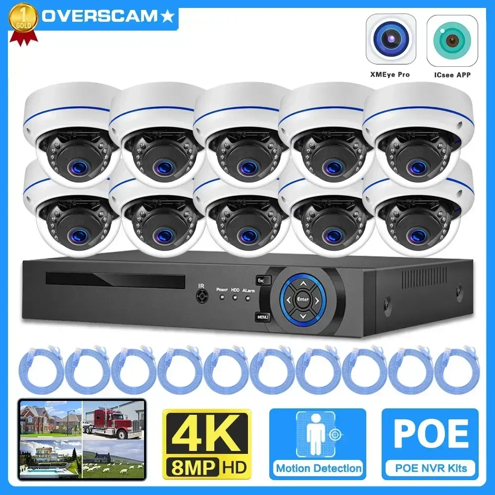 

4K 8MP NVR Ultra HD POE IP Security CCTV Dome Camera System Set Outdoor wireless security camera Video Surveillance Cccam Kit