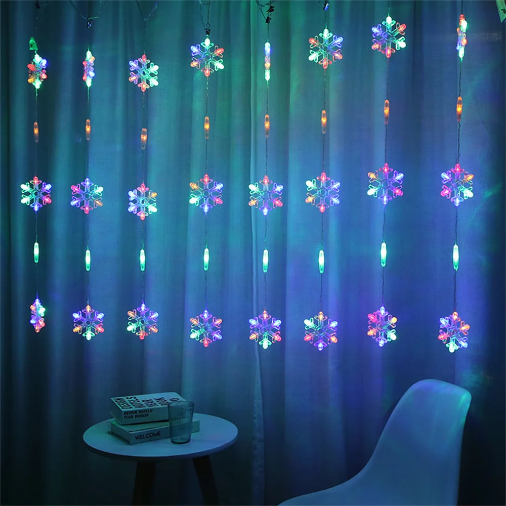 2.5M LED Christmas Garland Snowflake Curtain String Light Icicle Fairy Light for Wedding Holiday Party Home Window Decoration