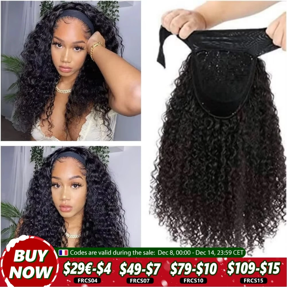 Perruque Brésilienne Naturelle Remy, Cheveux Crépus Bouclés, Sans Colle, Densité 180%, Faite à la Machine, pour Femme