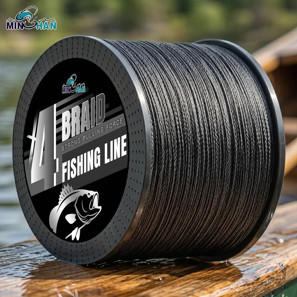 4-Strand Woven 1000M Black Fishing Line, 15.2-84.8LB Optional Super Strong Tensile and Wear-Resistant, Suitable for Winter Ice F