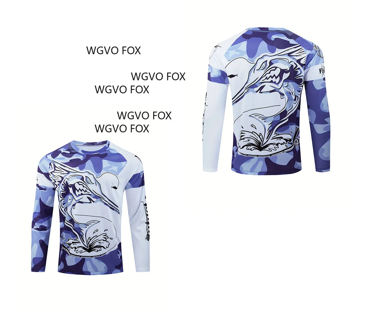 ملابس صيد السمك للرجال مطبوعة على شكل سمكة قميص خارجي قابل للتنفس 100% ألياف بوليستر ممتصة للعرق ملابس واقية من الشمس سريعة الجفاف #5