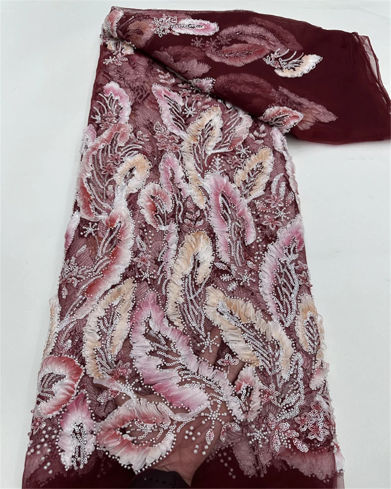 Nieuwe Afrikaanse zware kralen kant stof 2025, hoge kwaliteit Franse Nigeriaanse pailletten borduurwerk bruidegom tule kant stof avondjurken