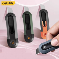 Deli Mini Knife Portable Utility Knife Retractable Box Cutters SK5 Blades Auto Lock for Home Office Supplies Cuting Knife Tool