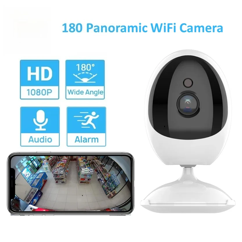 

Беспроводной сетевой монитор Wi-Fi высокого разрешения 1080P 180 ° Камера наблюдения Панорамная карта Машина Домашнее видеонаблюдение