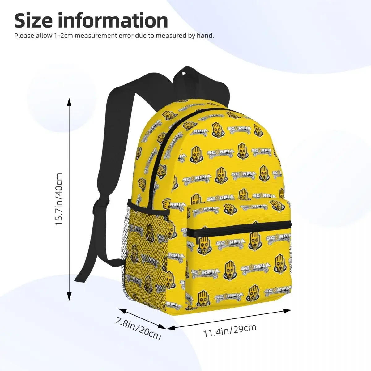 Scorpia Central Del Sonido Student Backpack School Bag Hiking Travel Daypack for Boys Girls Fashion Bookbag Shoulder Bags