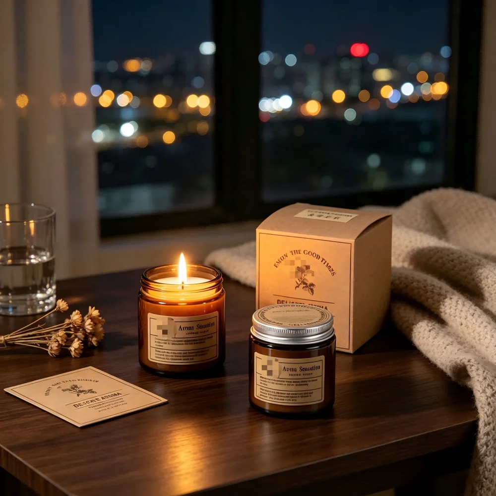 Scented Candle in Glass Jar – Natural Soy Wax with Gentle Aroma, Cozy Ambiance for Home & Thoughtful Gift view 4