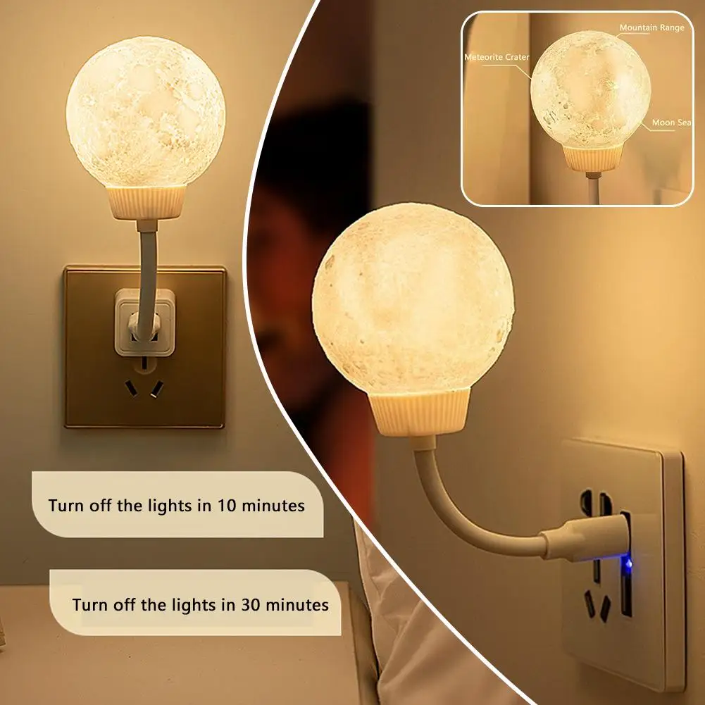 

NEW Vivid 3D Moon Lamp Printed Night Light Voice Control USB Light Lunar Moonlight Ball 3Color Mode For Kids Gift Dec G7D3