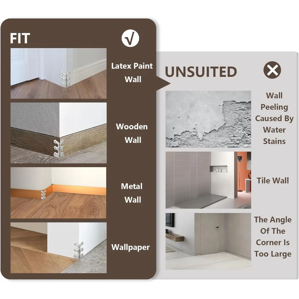 10pcs Skirting Board Corner Protective Cover, Solid Metal Corner Board Corner, Suitable for Decoration in Living Rooms, Bedrooms - view 6