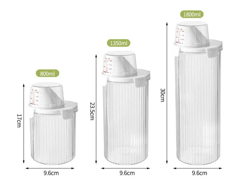 Transparent Laundry Detergent Dispenser Bottle with Measuring Cup Multipurpose Laundry Powder Storage Box Sealed Dispensing Cans view 5