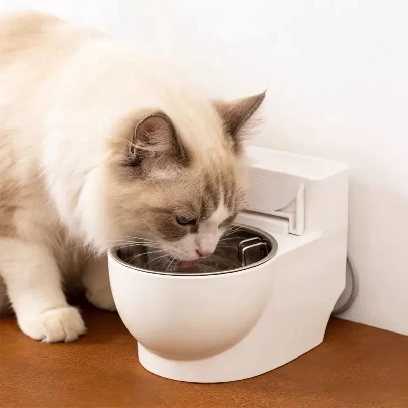 

Creative Toilet Shape Pet Water Dispenser Stainless Steel Cat Dog Drinking Bowl Fun Simulation Closestool