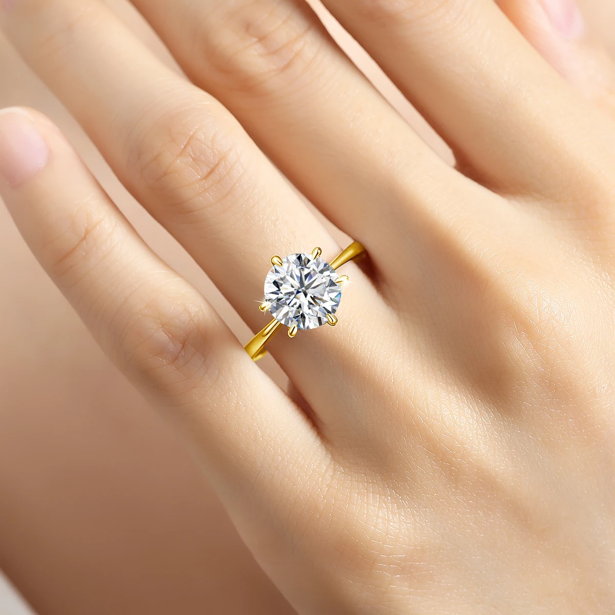 خاتم خطوبة مويسانيتي 3 قيراط 14 قيراط مملوء بالذهب D لون دائري مختبر الماس وعد خواتم الذكرى السنوية للنساء، صندوق هدايا معبأ #3