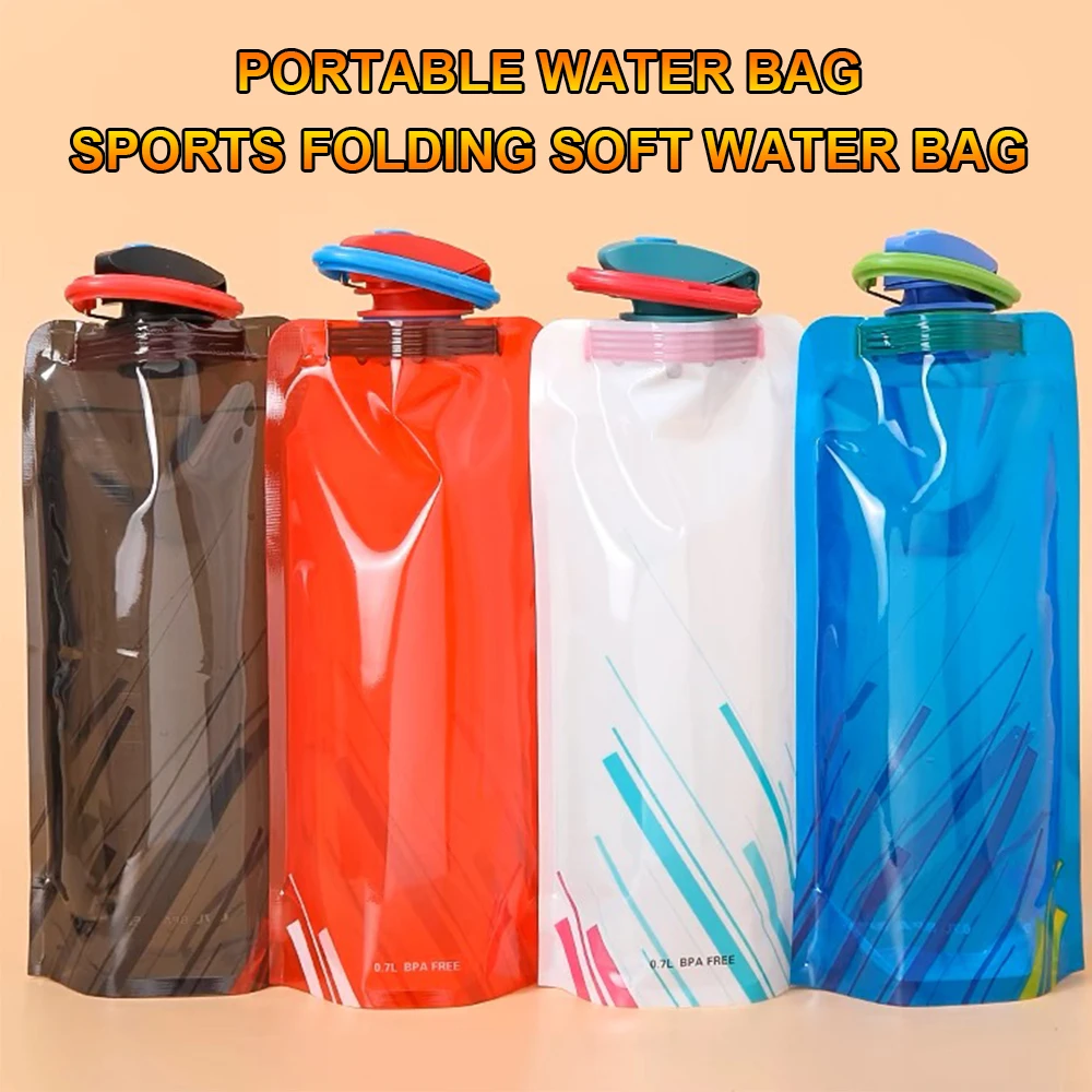 Outdoor Cycling Sports Water Bottle - Mountaineering Portable Water Cup - PE Plastic Folding Water Bag - Gift Promotion Water