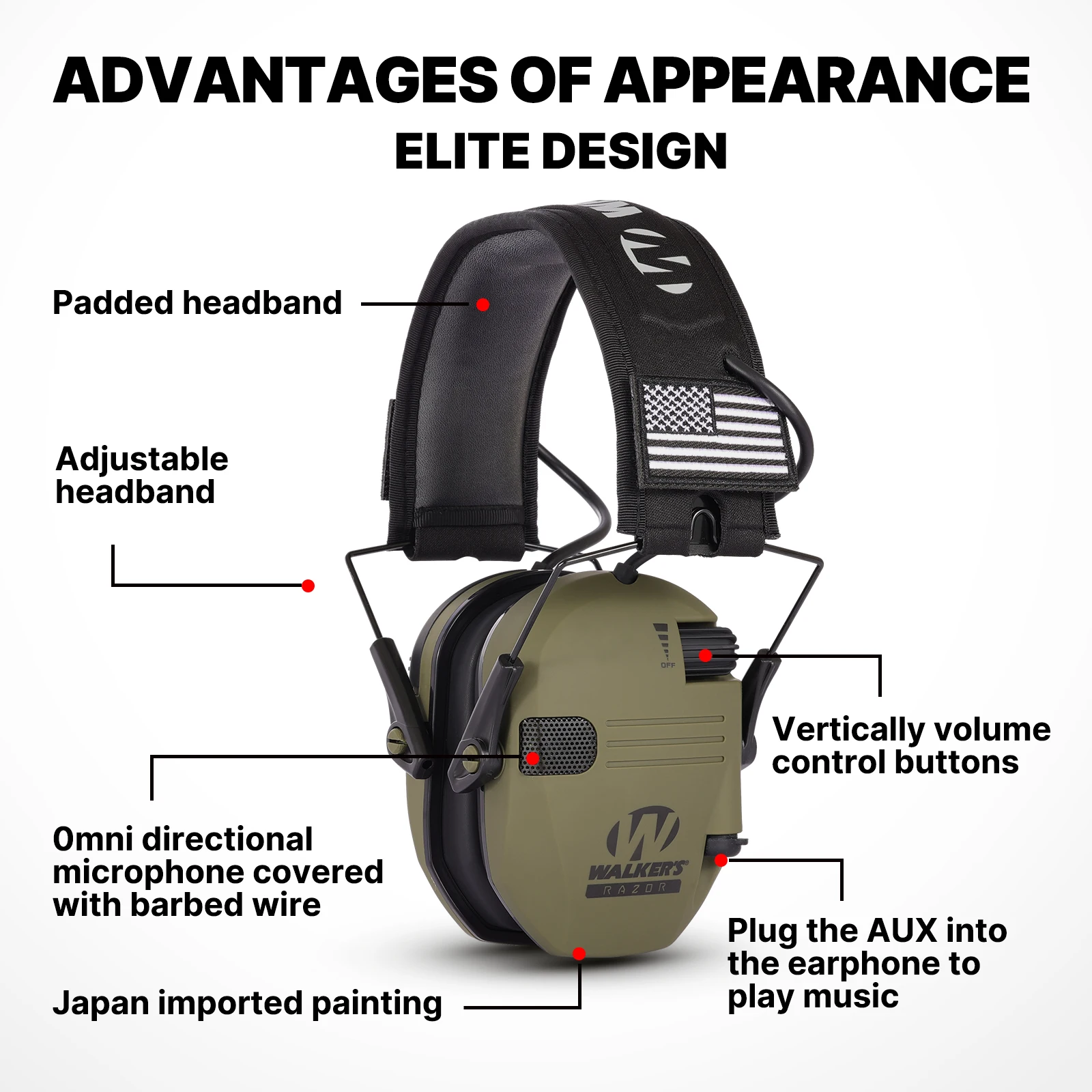 Top Tactical Electronic Shooting Earmuff Outdoor Sports Antinoise Headset Impact Sound Amplification Hearing BT adapter can be