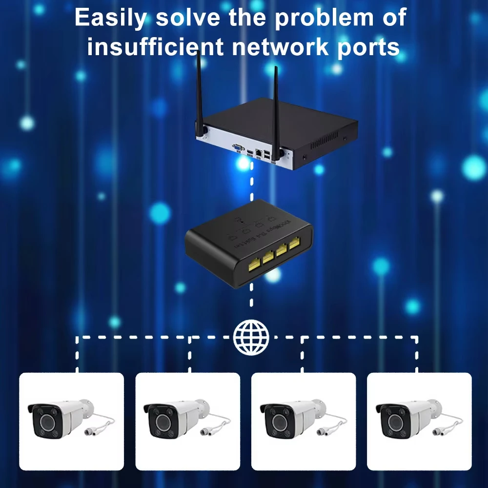 محول الشبكة 4 منافذ التبديل إيثرنت 1000Mbps جيجابت عالية الأداء الذكية الجلاد محور حاقن الإنترنت للمكتب المنزلي