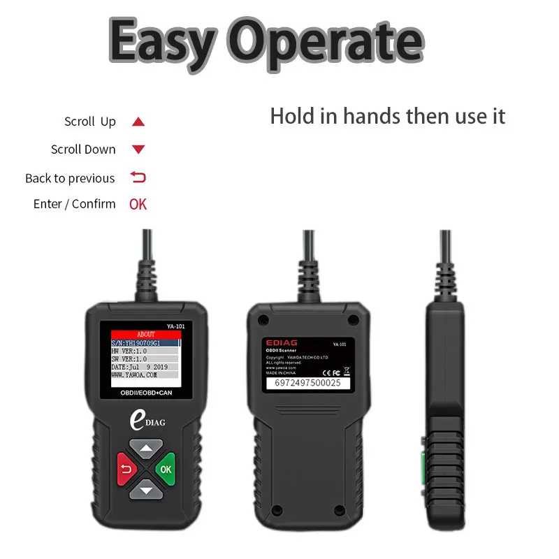 

Многоязычный сканер OBD2 YA101 — считыватель кодов неисправностей двигателя автомобиля и диагностический инструмент