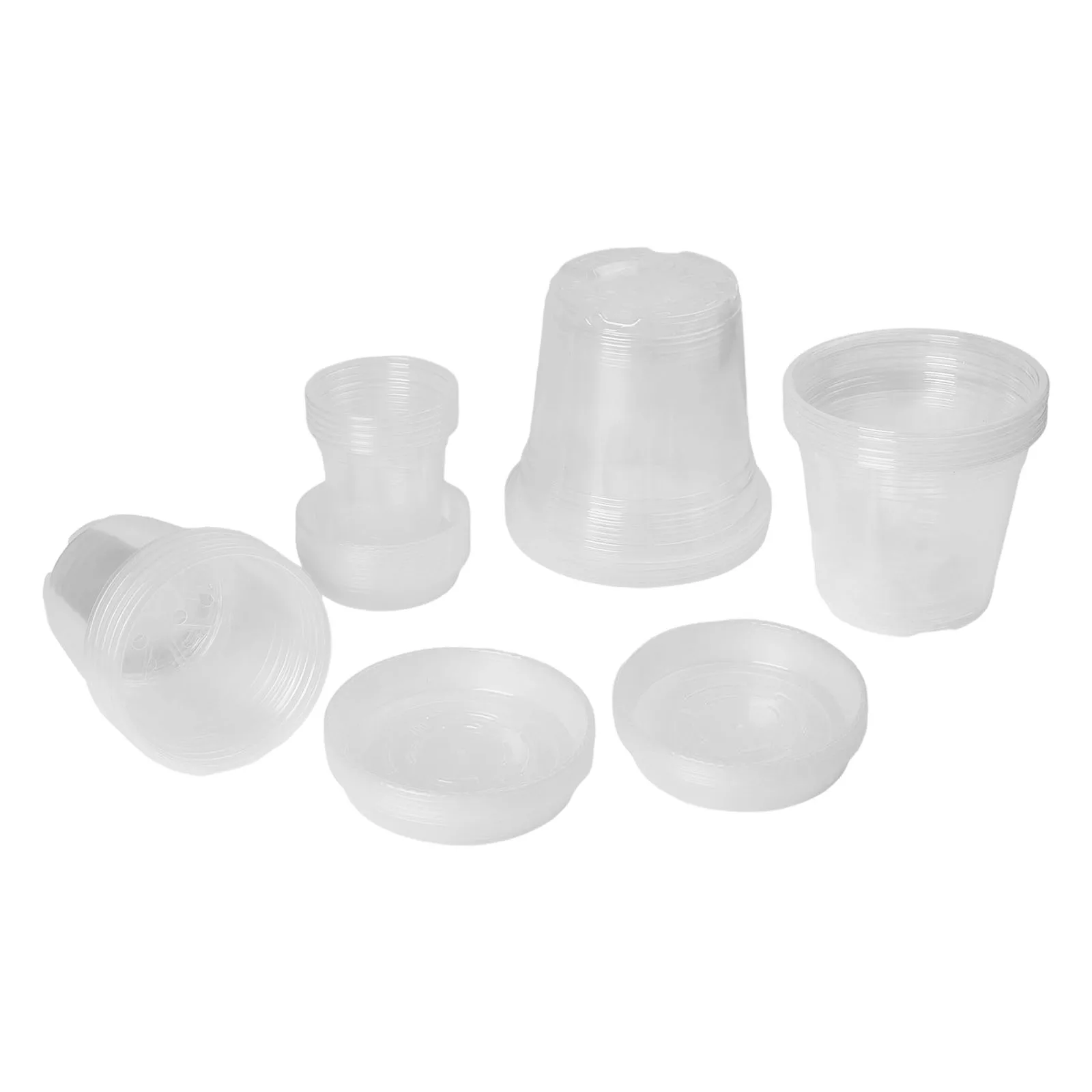 Clear Flowerpot Drainage Hole Pot Outdoor Planters Effective Drainage Design Four Size Options Lightweight Plastic Material