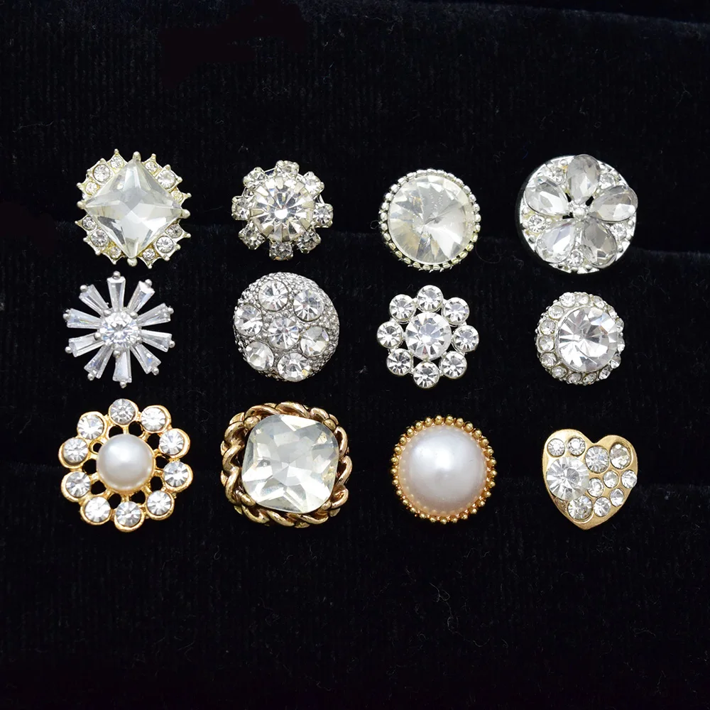 10Pcs/Lot Multiple Styles Of Exquisite Diamond Crystal Buttons For Sewing Clothing Coats Shirts Diy Decorative Accessories Butt