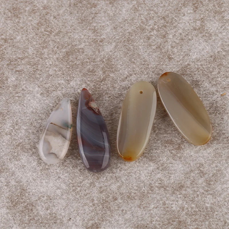 4pcs Crazy Lace beads set - Natural semi-finished gemstones Water Drop Oval  Artisanal Cabochon For Earring DIY