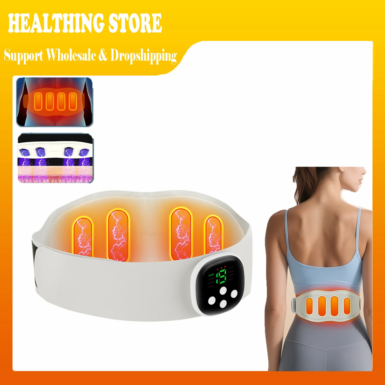 

Электрический массажный пояс для живота и спины, 8 режимов, микротоковый импульсный тренажер для талии и пресса, горячий компресс, упражнения для живота, расслабление мышц