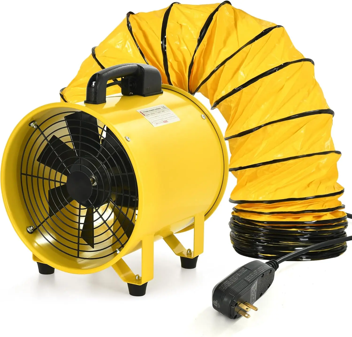 Utility Blower Fan 12 Inch, Two Speed Portable Exhaust Fan, Extractor Fan with GFCI Plug Automatic Power-off Protection, Ventila