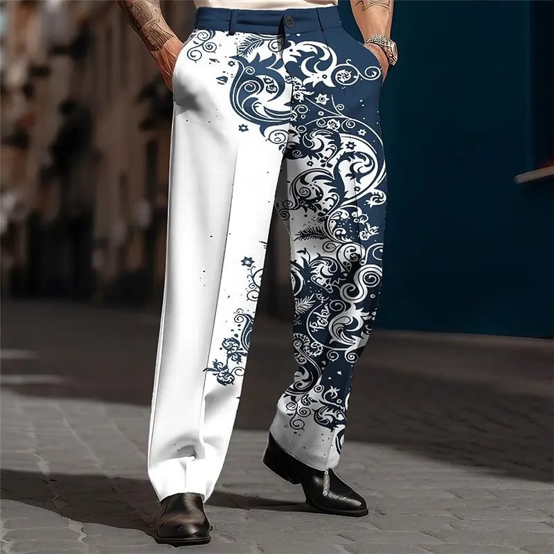 

2025 Spring/Summer New Fashionable 3D Digital Printed Men's Bamboo Cotton Pants Casual Breathable Quick Drying