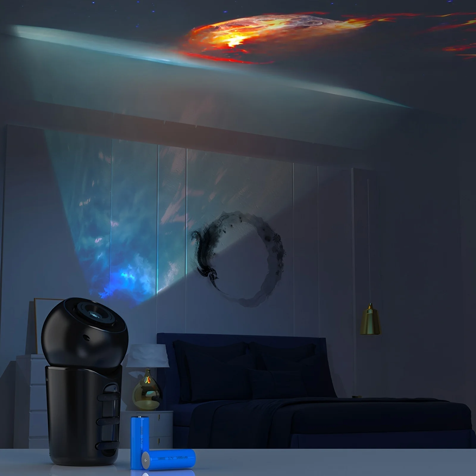 휴대용 4 in 1 USB 충전식 별이 빛나는 은하계 프로젝터 무드등, 아이들 침실 자동차 캠핑 장식용 로맨틱 무드등