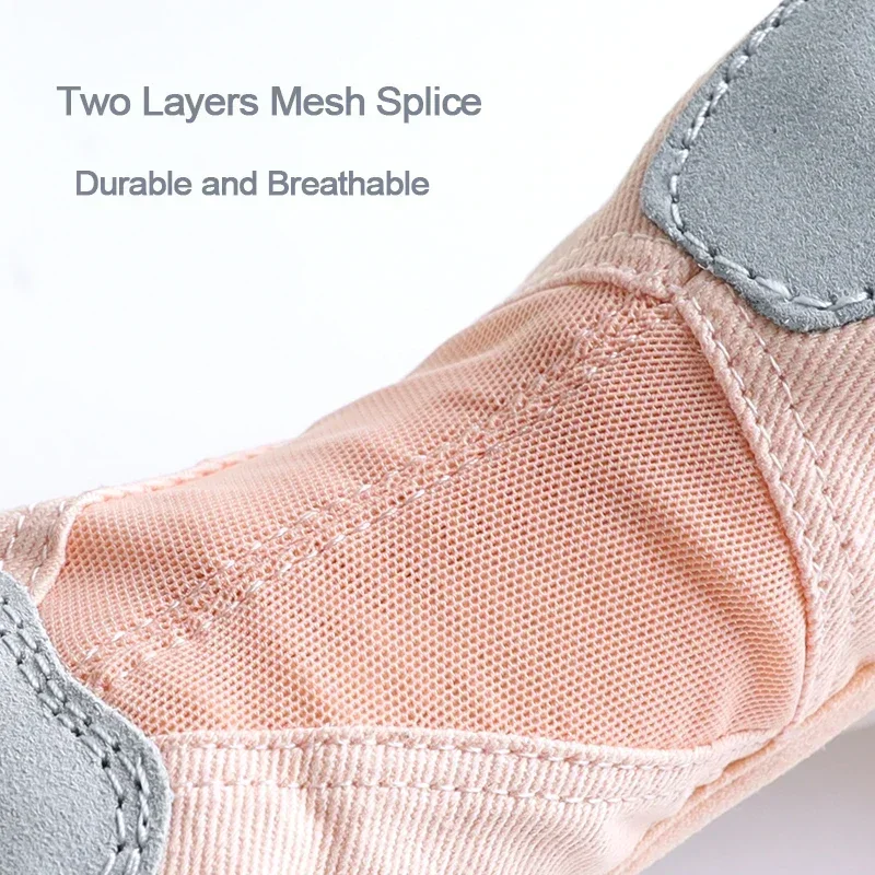 Scarpe da yoga per ginnastica professionali Morbide tre suola divisa Scarpe da ballo classiche per ragazze da donna Pantofole da balletto con giunture in rete elasticizzata