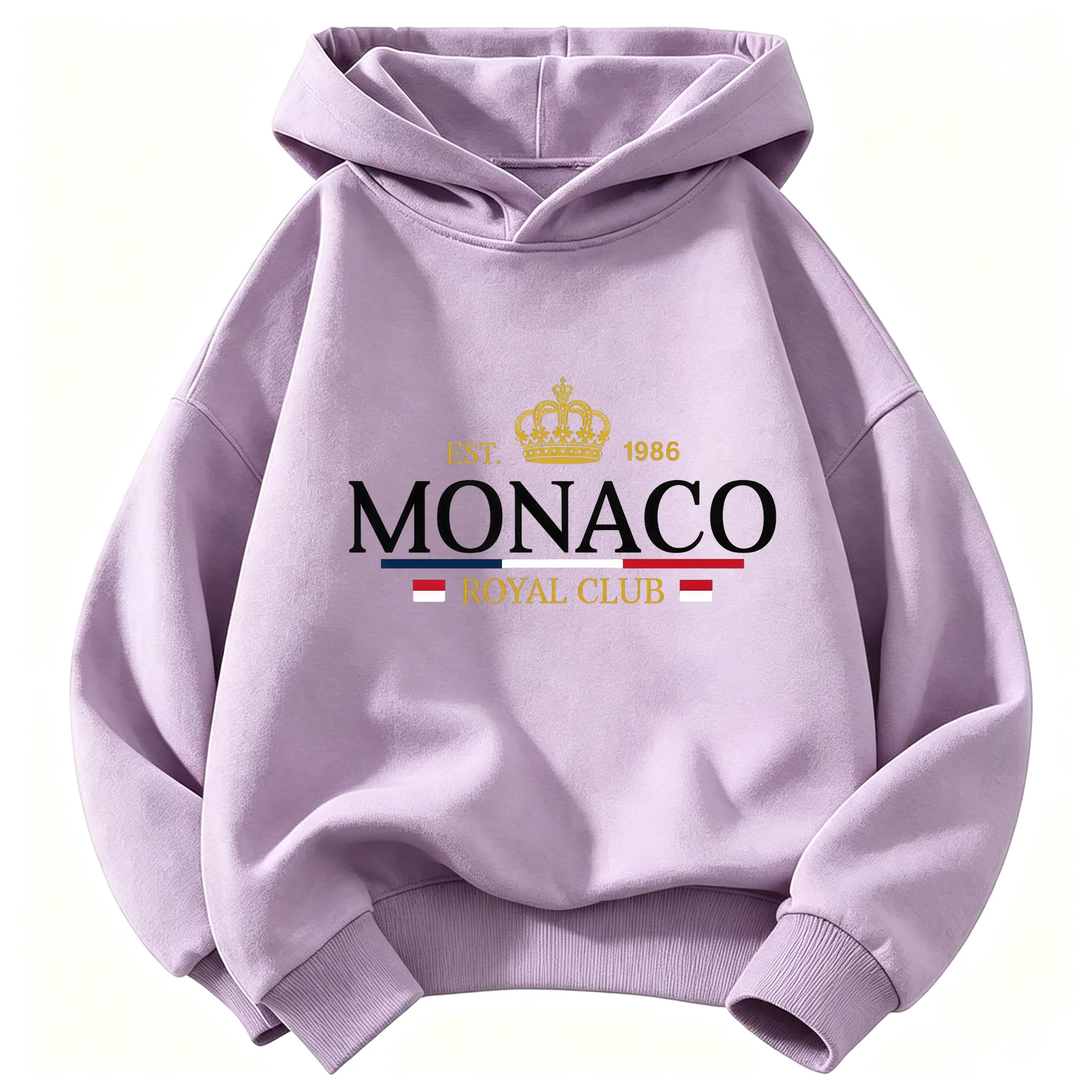 Kids Fleece Hoodie MONACO Royal Club Crown EST.1986 Print Warm Hooded Sweatshirt Boys Girls Casual Oversized Pullover Tops