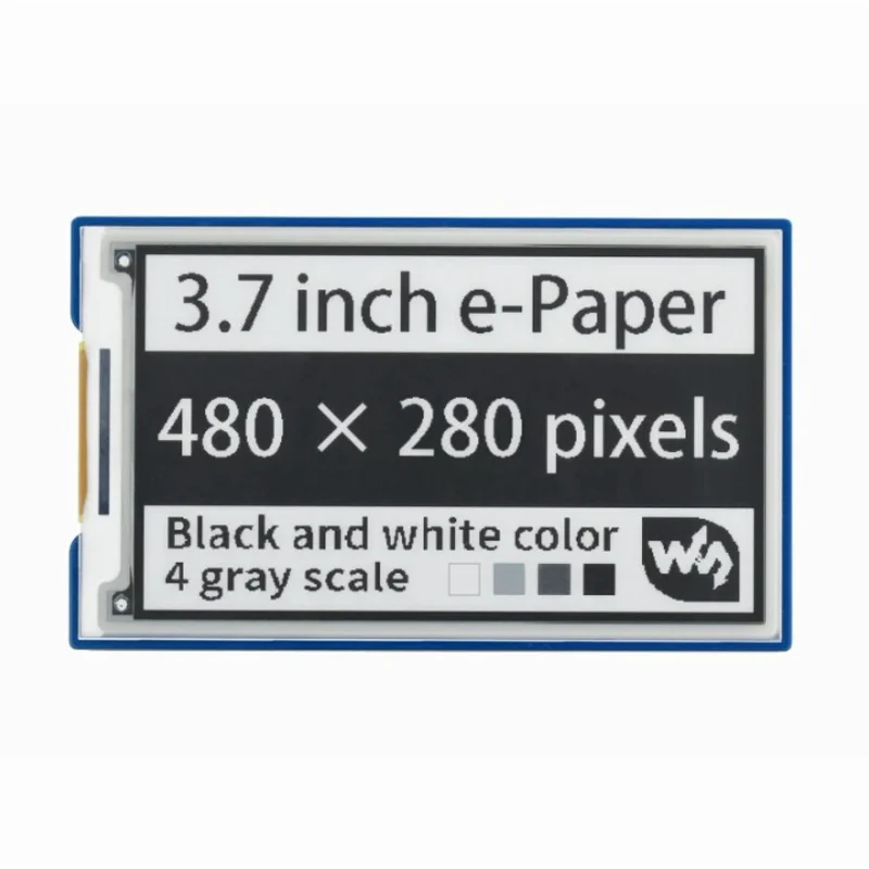 Waveshare 3.7inch e-Paper e-Ink Display HAT For Raspberry Pi, 480*280, Black / White, 4 Grey Scales, SPI