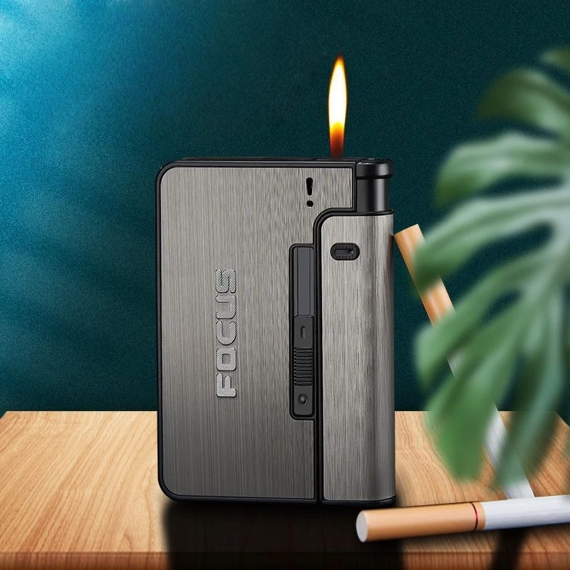 Creative Ultra-thin Fully Automatic Pop-up Cigarette Box Portable 10 Pack Ignitable All-in-one Cigarette Box Give To Boyfriend