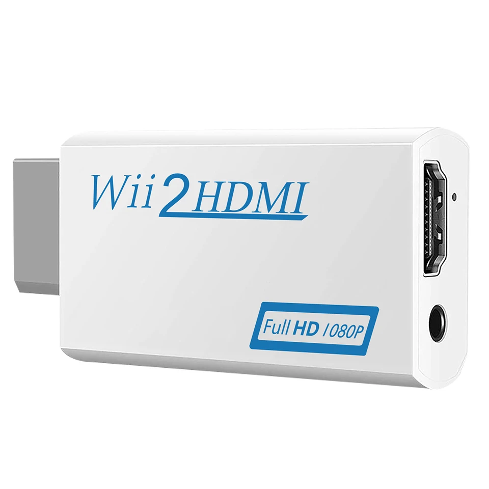 Wii to HD Converter Adapter, wii to HD1080p 720p Connector Output Video & 3.5mm Audio - Supports All for Wii Display Modes